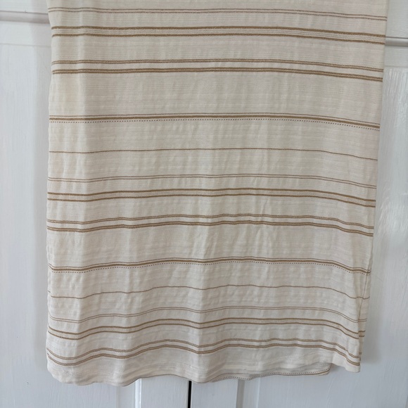 Sezane Diane Dress Beige Gold Cream Striped Mini Dress Size Medium Quiet Luxury - Picture 13 of 14